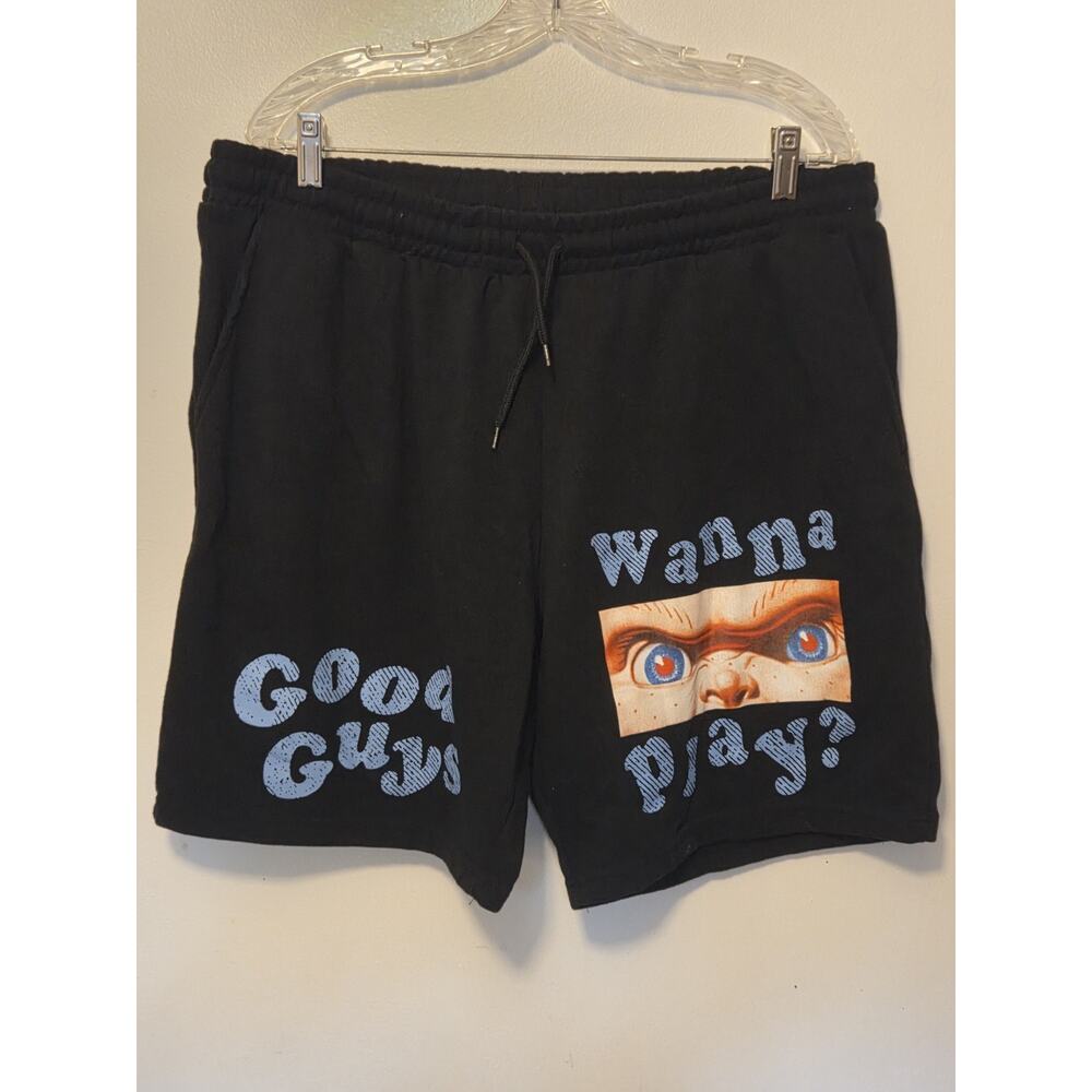 Chucky Sweat Shorts Mens XL Black Wanna Play Good Guys Casual Men